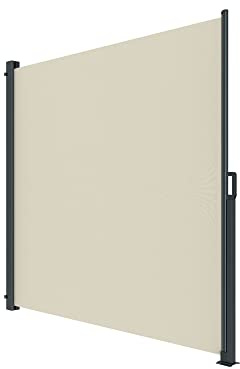 paramondo Toldo Lateral para Exterior 2000 Protección contra el Viento y Sol para Balcones y Terrazas, Extensible Impermeable, 180 x 300 cm, Beige, Estructura Antracita