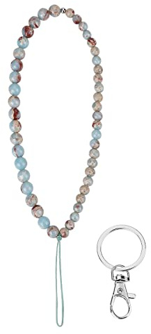 cobee Charme de téléphone avec porte clés, bracelet en chaîne de téléphone fait à la main avec pierres précieuses naturelles anti perte lanière de téléphone portable dragonne (Shoushan Stone)