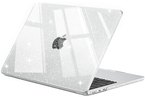EooCoo for MacBook Air 13 inch Case 2026 M5 M4 M3 M2 Glitter Crystal Clear