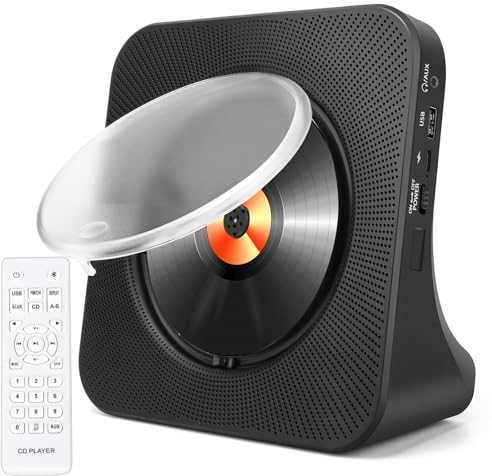 Portable CD Player for Home with Speakers - Bluetooth Desktop CD Player Built-in HiFi Speakers, Personal CD Player with Aux Input, Home Audio CD Players with Remote
