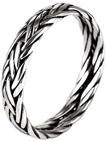 Aotiwe Ringe Herren 925, Freundschaftsringe Beste Freundin Jahrgang Geflochten Silber Größe 62 (19.7)