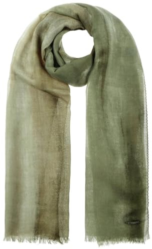 Stetson Light Summer Wollschal - Mehrfarbiger Schal mit Fransen - Webschal aus 100% Wolle - Damen & Herren - Für alle Jahreszeiten oliv One Size