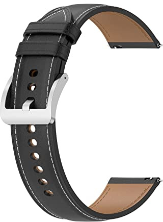 20mm Leder Armband Kompatibel mit Withings Steel HR 40 mm/Steel HR Sport Lederband - Premium Leder Uhrenarmband mit Edelstahl Silber Schnalle, Replacement Wechselarmband Ersatzarmband, Damen & Herren