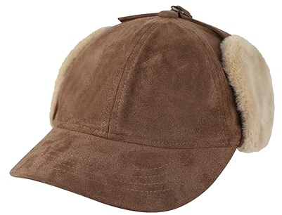 Fliegermütze Winter Damen Trappermütze mit Schirm Mütze Ohrenklappen Pilotenmütze Verstellbar Bomber Hut Plüsch Warm Wintermütze Winddicht Trapper Hut für Herren Radfahren Motorrad Outdoor Braun