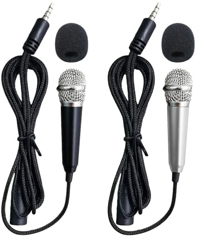 COACOM 2 Stück Mini-mikrofone, Kleines Karaoke-mikrofon, Handy-mini-mikrofon, Metallmikrofon, Mini-kabelmikrofon, Geeignet Für Mobiltelefone Und Laptops