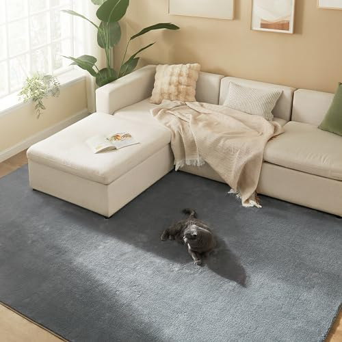 SONGMICS Teppich, 200 x 290 cm, Wohnzimmerteppich, Rutschfester Teppich, Dekoration, für Wohnzimmer, Schlafzimmer, maschinenwaschbar, modern, Taubengrau TAR014G01 | Wohnzimmerteppich, Schlafzimmer Teppich, rutschfester Teppich, für Küche, Flur, taubengrau, ALVIN Kollektion TAR014G01