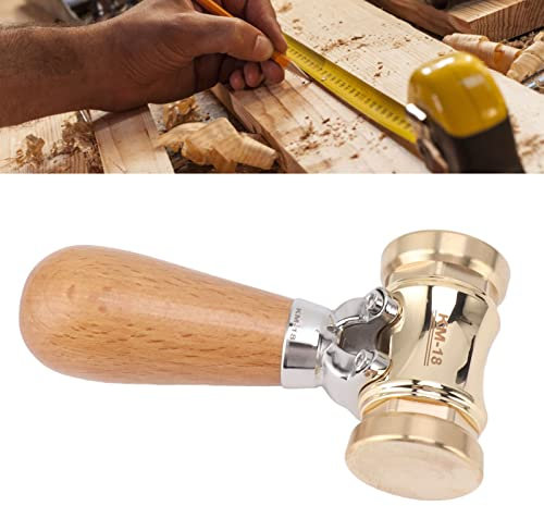 Woodworking Mallet Hammer, Beech Wood Carpenter Hammer with Replaceable Brass Head for DIY Crafts and Wood Carving, Multifunctional Tool for Home Improvement Projects