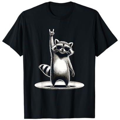Retro Waschbär Rock Musik Geschenk Männer Kinder Frauen Lustiger Waschbär T-Shirt