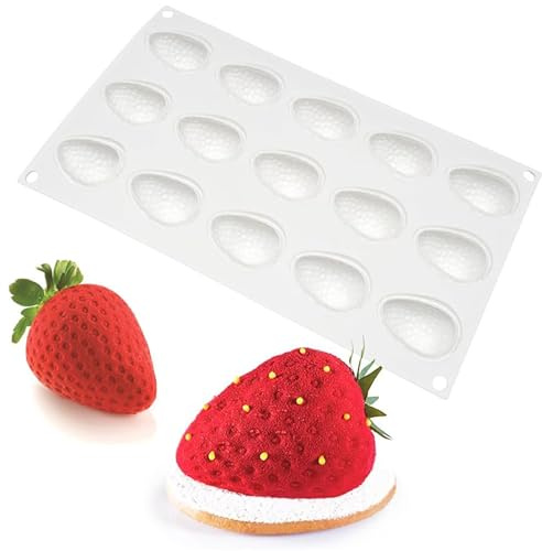QIUMING Erdbeer Silikonform 3D-Silikonform Backformen für Kuchen (Erdbeere) | Dessert Mousse Backformen Antihaft-Backform Für Das BackenSeife Backform Gelee Pudding