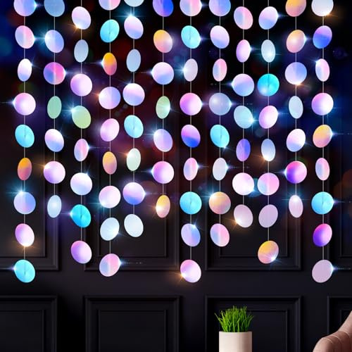 65 Ft Glitzer Runde Girlande, 5 Stücke Pastell Kreis Banner, Metallische Girlande Papier Bunt, Hängende Party Dekorationen Für Deko Geburtstag Hochzeiten Karneval