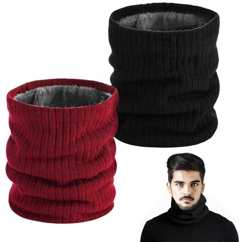 dellyy 2 PCS Halsschlauch Herren Winter, Winddichte Halstuch, halsschlauch halstuch, Halsschlauch Loopschal, Unisex Loop Schal, Fleece Schlauchschal Für Skifahren, Motorräder, Fahrräder, Sport