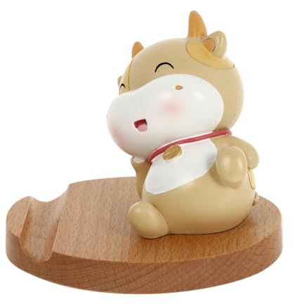 COLLBATH Support Téléphone Bois Design Animal Vache Socle Mobile Décoratif De Bureau Accessoire Polyvalent pour Chaque Téléphone Cadeau Festival Pratique