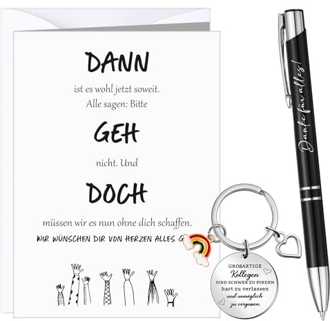 Tenare 4 Stück Abschiedsgeschenk Kollegen Lehrer Abschiedskarte Danke Schlüsselanhänger Glücksstift mit Geschenkbox Danke Geschenk für Erzieherin Weihnachten Abschied Geburtstag Ruhestand Jobwechsel