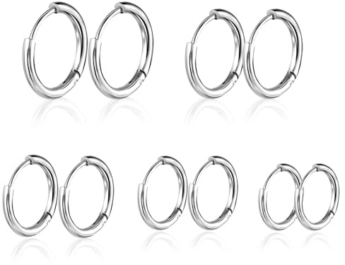Surgical Hoop Earrings, Stainless Steel Lightweight Hoop Earrings, 8mm 10mm 12mm 14mm 16mm Silver Hoops Earrings, Piercings Cartilage Earring, Hoop Earrings for Women Men