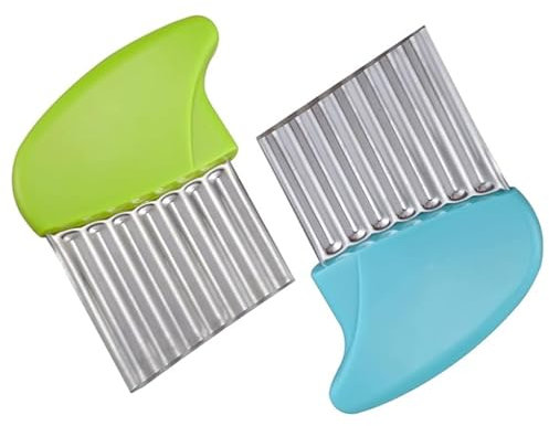 NJNNN 2 pièces Coupe-Frites en Acier Inoxydable, Coupe-Frites, imperméabilisant, for Pommes de Terre, Carottes, Chips et Fruits (Vert et Bleu)
