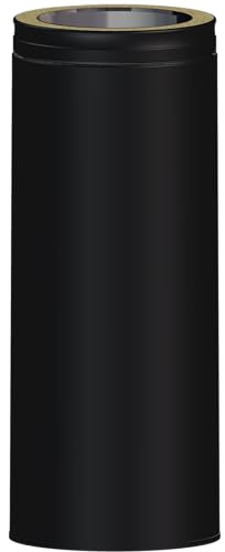 5 inch x 500mm Black Twin wall Insulated Flue Straight DWD Range with Free Locking Band