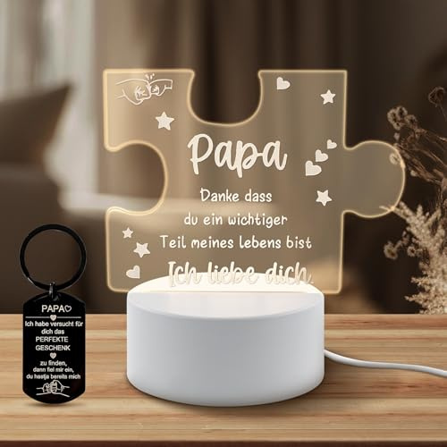 TaimeiMao Geschenk für Papa,Papa Geschenk Geburtstag,Lampe Nachtlicht Papa Vater Männer Geburtstagsgeschenk,Vatertag Geschenke Papa Schlüsselanhänger,Vatertag Geschenkideen