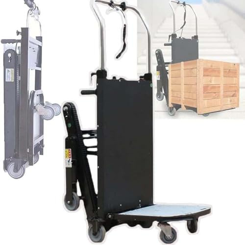 Generisch Elektrischer Treppensteiger-Handwagen Bürstenloser Raupen-Treppensteiger Aus Reinem Kupfer Schwerlast-Plattformwagen Flachwagen-Handwagen Mit Verbreitertem Schienendesign,Schwarz