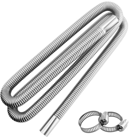 Abgasrohr Standheizung, 200 CM Abgasschlauch, Auto Edelstahl Standheizung Auspuff Standheizung Abgasrohr, Abgasschlauch für Stromerzeuger mit Zwei Edelstahlklammern für Diesel Heizung (2M)