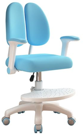 Worparsen Upgraded Kinder Schreibtischstuhl mit 360-Grad-Rädern und Fußstütze,Ergonomischer Höhe Tiefe einstellbar Kinder Computer Stuhl,Niedliche Studie Stuhl für Haus,Schule und Bibliothek (Blaue)