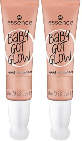 essence BABY GOT GLOW liquid highlighter, Nr. 30, Gold, definierend, Expressergebnis, Einfach zu entfernen, glänzend, vegan, ölfrei, ohne Parabene, ohne Mikroplastikpartikel, 2er Pack (10ml)