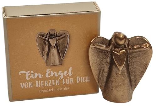 Ein Engel von Herzen für Dich Spruch mit SchutzEngel Liebe Figur aus echtem Massiviver Bronze 3,2 x 3,8 cm aus der Werkstatt von Andrea Zrenner