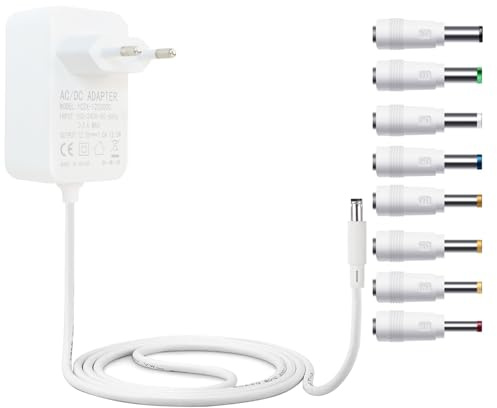 MejaRizon Netzteil 12V 1A, Stecker 5,5X 2,1mm, 12V Netzteil mit 1.2m Kable, AC Adapter 100-240V 50-60Hz, Ausgang DC 12W, Geeignet für LED Streifen, CCTV, Kamera und Router, Weiß
