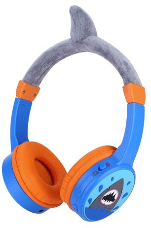 JBUNION Kids Headphones Wireless Bluetooth Headphones for Kids with Mic, 85dB Volume Limited, 3.5mm Wired Toddlers Boys Children Headset for School/iPad/Tablet/Travel-Shark