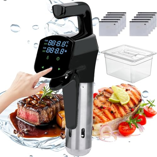 Cuiseur sous Vide avec écran LED numérique, kit sous Vide électrique de 1800W avec contrôle de la température et du Temps, cuiseur de précision en Acier Inoxydable (Black)