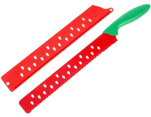 TOYANDONA Cortador Serrado de Sandía y Melón con Funda Cuchillo Grande para Cocina y Repostería Herramienta Práctica para Cortar Pan y Frutas Diseño Ergonómico para Uso Prolongado