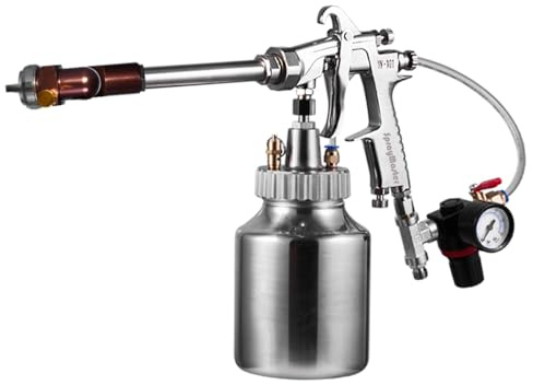 Extension Long Pole Air Spray Gun with 1.5 1.8 2.5mm Nozzle， 1000ml Capacity Cup and Pressure Gauge for Auto Furniture and DIY Home Painting 180° Rotatable (50cm 1.5 Caliber)