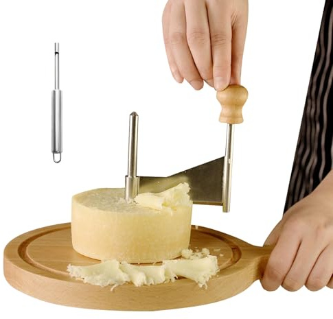 Glugahrif - Molde de flores de queso, acero inoxidable con removedor de corazón, diseño de flores de queso, rueda cortadora, para tazas en forma de rosa postre pastelería casa cocina