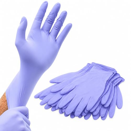 200 Purple Nitrile Disposable Gloves XS Food Safe for Daily Cleaning | Powder free examination grade, latex free, ambidextrous, tear resistant, extra small fit, suits catering, care and salons