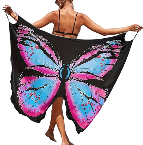 LEBOOBELL Pareos con Estampado de Mariposas para Mujer Trajes de Baño con Tirantes Finos Vestidos de Playa Florales y Sexys para el Verano
