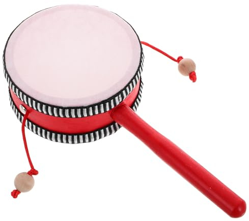 Abaodam Tambour à Chinois pour Garçon et Filles, Petit Tambour Orff à Main en Bois Naturel, Éducatif Éveil Musical, Développement Motricité et Coordination, Usage Jardin D’garçon