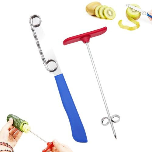 Pelador de Verduras Multifuncional 3 en 1 + Espiralizador de Verduras, Cuchillo de Corte Rápido para Verduras y Frutas,Espiralizador,Cortador de Verduras en Espiral,Cuchillo de Cocina de Corte Rápi