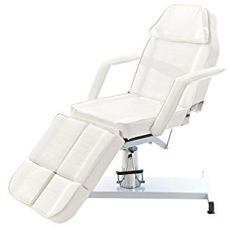 DELUKE Kosmetikliege Passau hydraulisch - 86x185x185cm, Kunstleder, Weiß | Massageliege Tattooliege