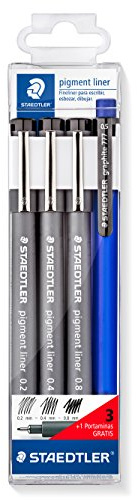Staedtler 308 S1WP3 . 3 rotuladores negros + un portaminas de regalo, negro