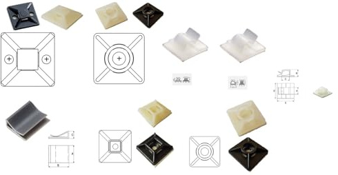 netproshop Klebesockel, Kabelclip, Flachkabelhalter, selbstklebend, verschiedene Größen, Farbe:schwarz, Länge:Typ1-25 Stueck