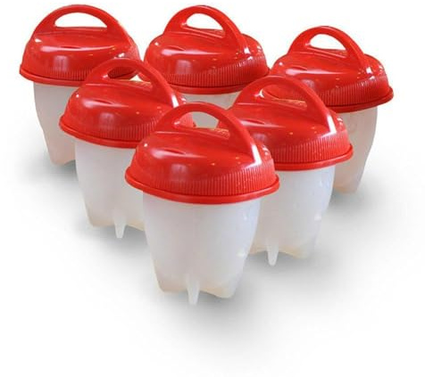 Cuociuova in Silicone,UMILLER Egg Cooker,Cuoci Uova Sode Senza Guscio,BPA Free (Rosso, 6 Pezzo)