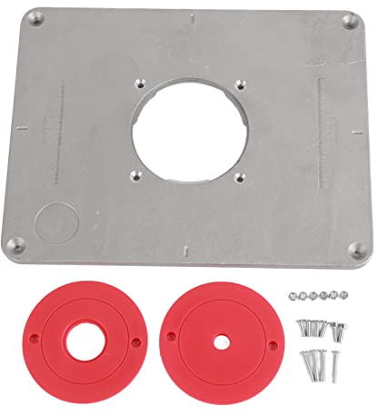 Placa de Tabla del Router, Accesorios para Rebajadoras 300 mm x 235 mm x 9,5 mm,Placa de Inserción de Mesa de Enrutador de Aluminio con Anillos y Tornillos para Bancos de Carpintería