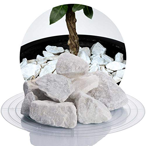 Schicker Mineral Marmor Ziersplitt weiß 32-56 mm 25 kg, robuster Naturstein | Farbecht, witterungsbeständig, ideal zur Gartengestaltung, Marmorsplitt, Abdeckmaterial für Beete, Wege, Terrassenflächen
