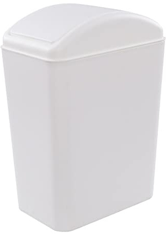 Tstorage 20 Liter Kunststoff Schwingdeckel Mülleimer, Abfalleimer Plastik, Weiß