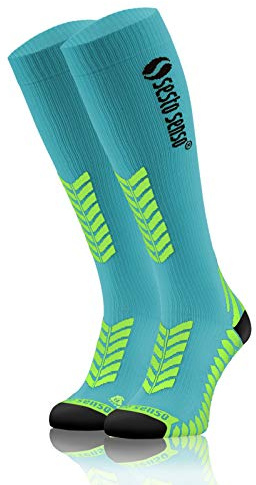 sesto senso Kompressionsstrümpfe Unisex Damen Herren Hohe Sportsocken Laufsocken 43-47 Türkis