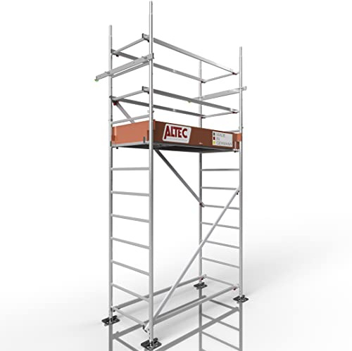 ALTEC Rollfix 2.0 400 | 4m Arbeitshöhe | hvst. Fußplatten | Wandanker | Made in Germany | TÜV | belastbar 200kg/m² | Norm - DIN EN 1004-1 | Modulares Alu Arbeitsgerüst | Baugerüst | Fahrgerüst
