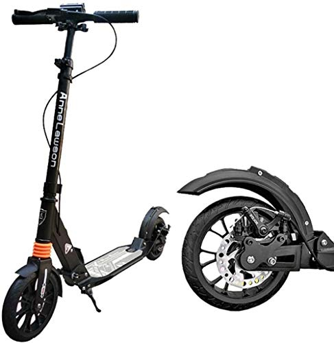 XBSLJ Scooter, Roller Kinderroller Adult Kick Scooter Folding mit Riesenrädern und Scheibenhandbremse, Doppelfederung mit Handbremse Adult Youth-Schwarz