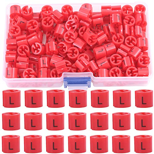 Swpeet Lot de 150 cintres en plastique avec code couleur pour cintres en fil métallique avec boîte de rangement Rouge Taille L
