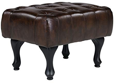 Woodkings® Chesterfield Pittsfield Hocker Echtleder braun Polstermöbel antik Designhocker Federkern unikat Herrenzimmer englisches Leder Stilhocker