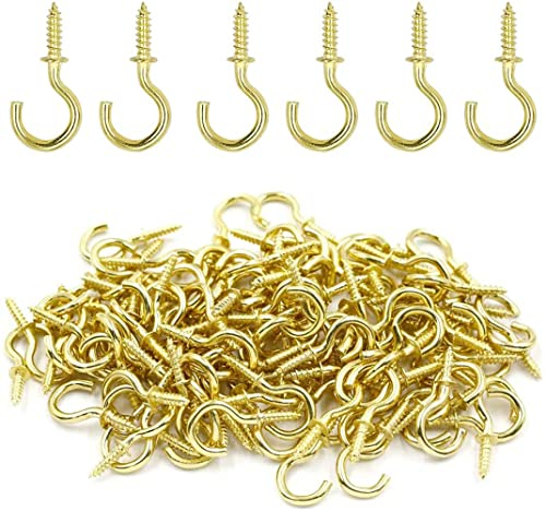 50 Pack Cup Screw Hooks Metal Ceiling Hooks Screw-in Eye Hook Holder for Small Coffee Cup, Tea Cup, Hanging Plants, Lights Indoor and Outdoor Use 5/8 Inch