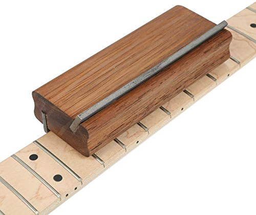 TAOZUA Gitarrenbund-Feile für Bundendverband, harte Merbau-Gitarren-Bundkrönung, abgeschrägte Feile 35/90 Grad, Gitarrenbauerfeile